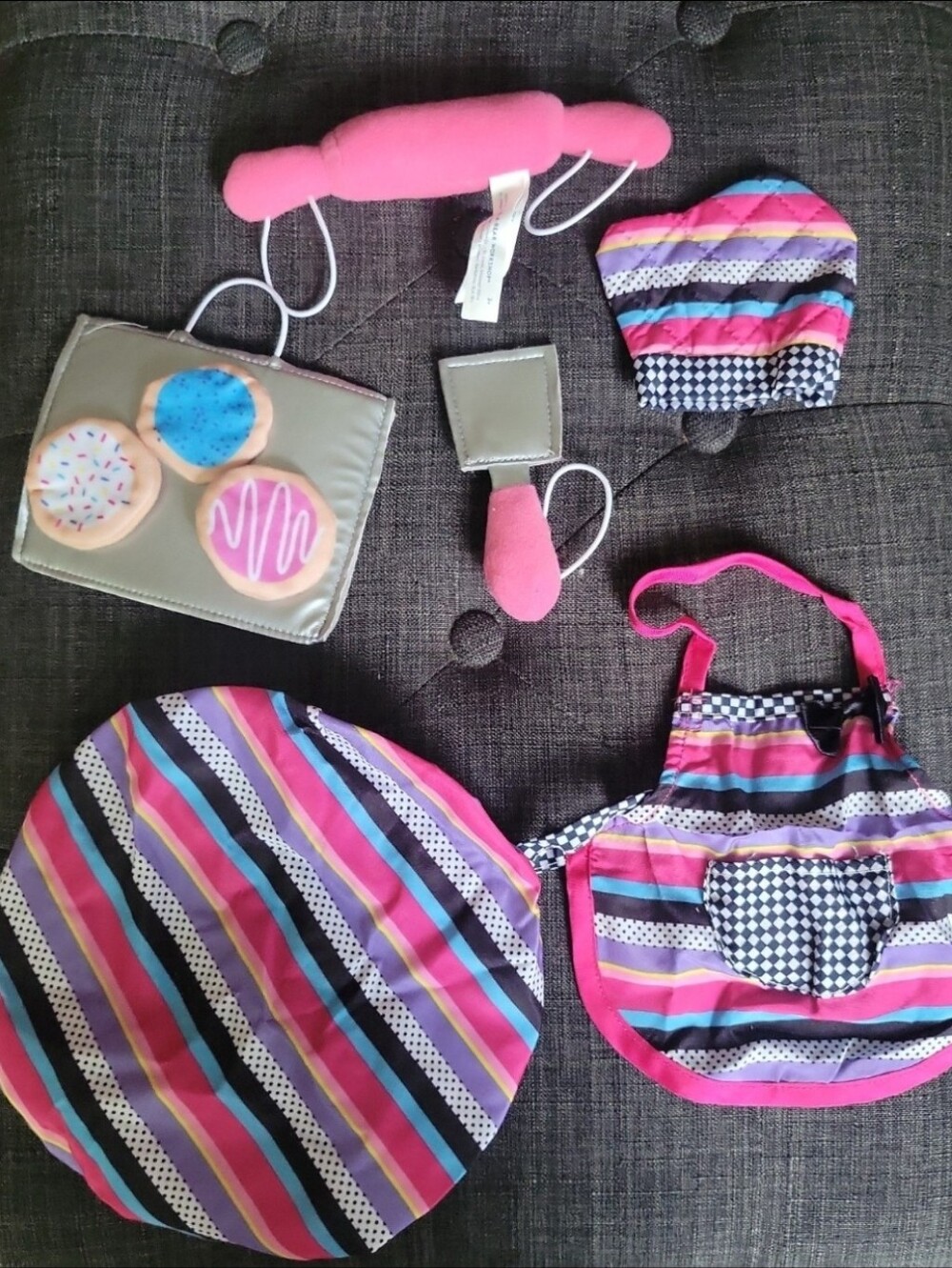 Build-A-Bear Striped Apron and Accessories in Pink, Purple, Blue